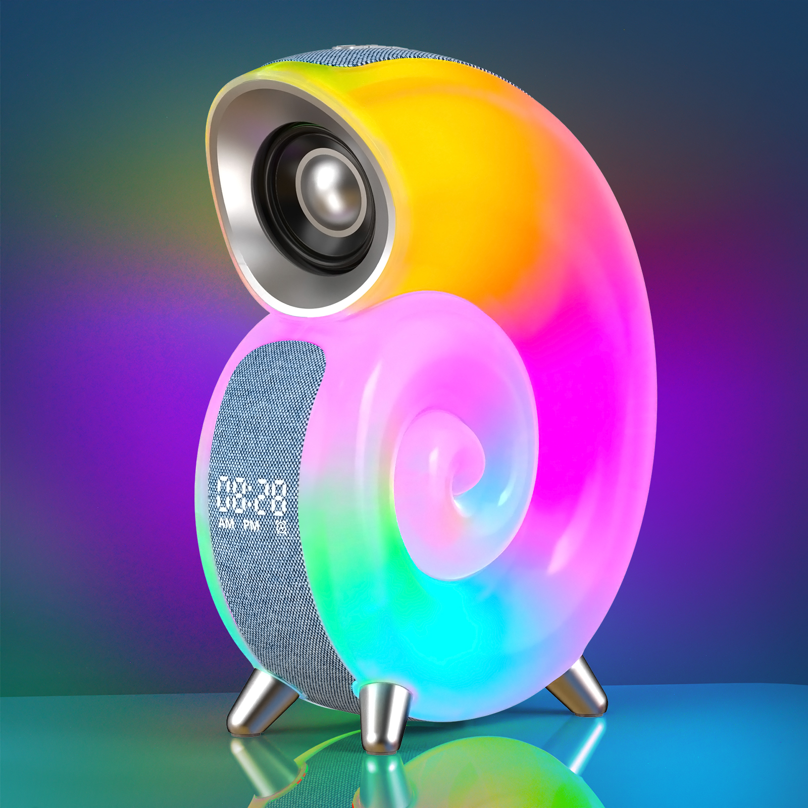 Wireless Charger with Alarm Clock Digital App Control RGB Light Wireless Speaker