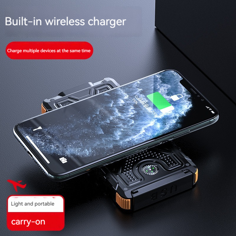 Mobile Phones Devices 10000mAh Solar Power Bank With Compass And 2.1A Output