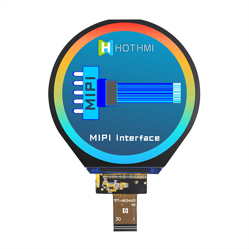 3.4 Inch IPS 800x800 Round Screen TFT Display Panel MIPI For Industrial Control