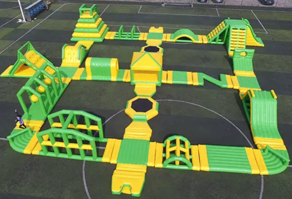 Yellow and Green Giant sea Inflatable Water Park Aqua Park For Adults