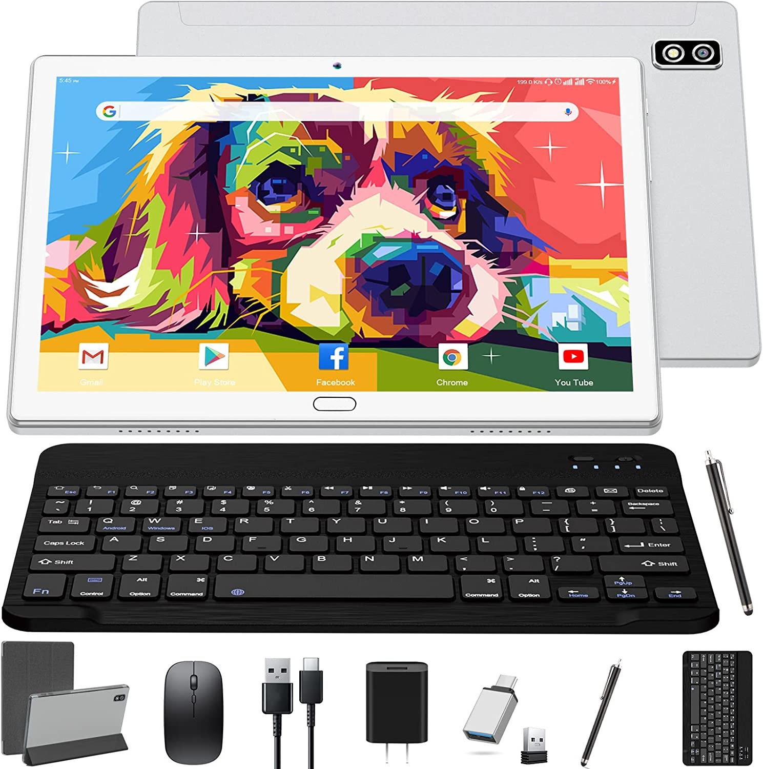 10 Inch Octa Core Chromebook Tablet PC Windows 2 In 1 With 4+64/128GB
