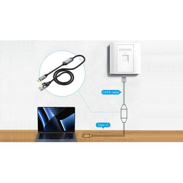 USB 3.2 Gen 1 Type C To RJ45 Lan 10 Meters Ethernet Cable