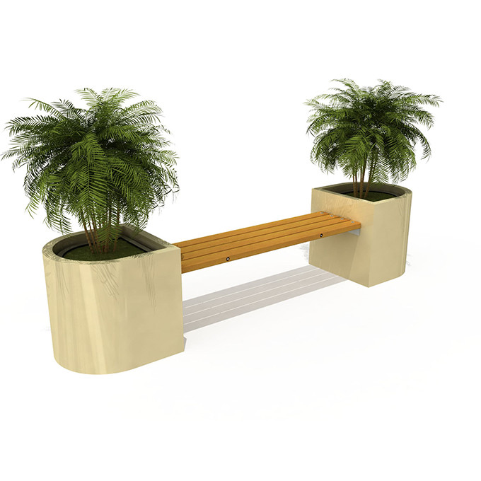 EN840 Certificate 140cm Stainless Steel Wooden Planter Bench Seat