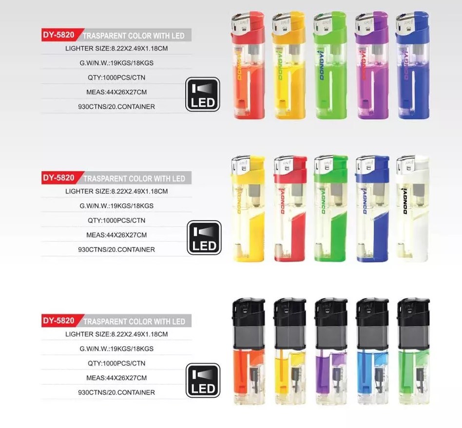 White LED Lamp Colorful Gas Lighter Electronic Refillable Candle Lighter with Cheapest Wholesale Price