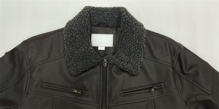 Men'S Cotton Padded Jacket Winter Faux Leather Pu Motorcycle