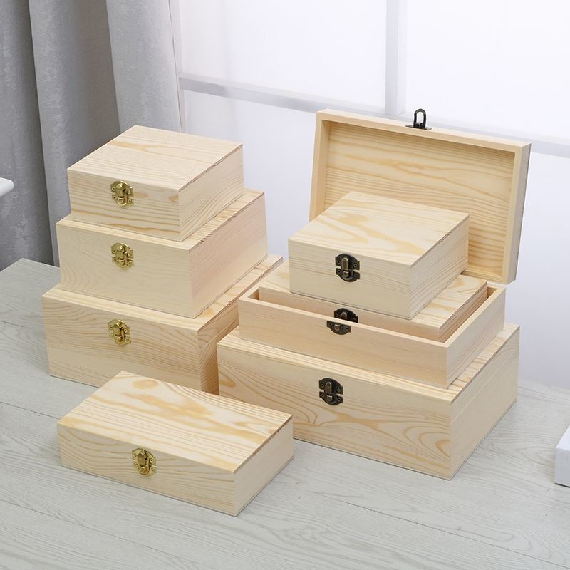 7.5cm Unfinished Paulownia Wooden Box With Lid For Collectible