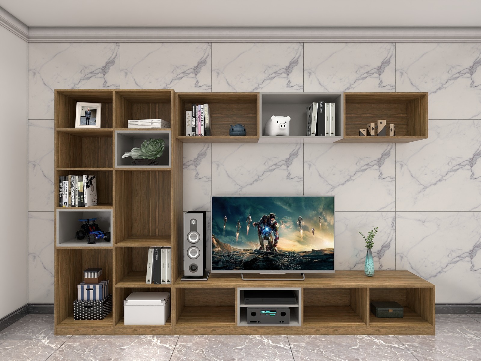 On Wall Cabinets Display Shelves By Melamine Board With Glass Racks And Floor Stand In Apartment Living Room Furniture