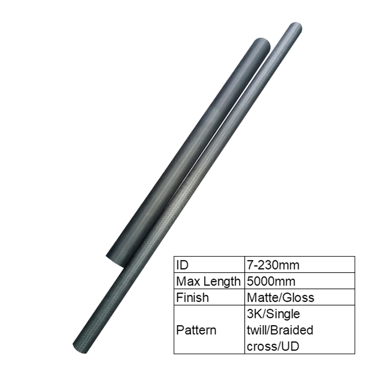 Large 3k Carbon Fiber Tube Custom for Below 120 C Degree 100mm 120mm 180mm 200mm 230mm