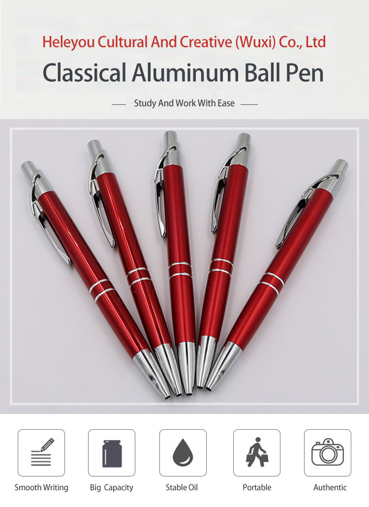 Customizable Aluminum Ball Pen Red Classic Design Metal Ballpoint Pen Logo Pen