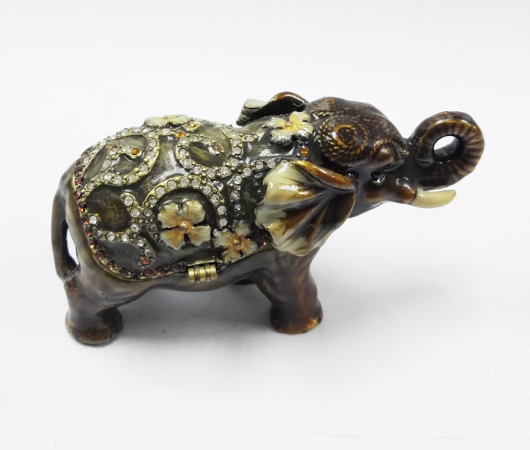 Elephant trinket jewelry box petwer metal jewelry box display box