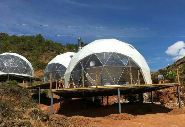 White PVC Clear Inflatable Tent Fireproof Waterproof Safe For Hotels Inflatable Bubble Camping Tent
