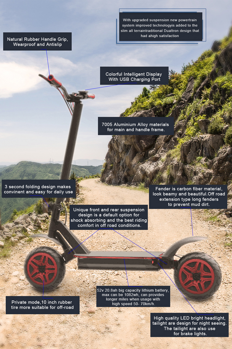 Aluminium Alloy Long Range Electric Scooter Foldable 10 Inch Tire 120 X 30 X 60cm