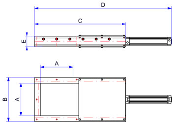 Dimension drawing for pneumatic knife gate valves