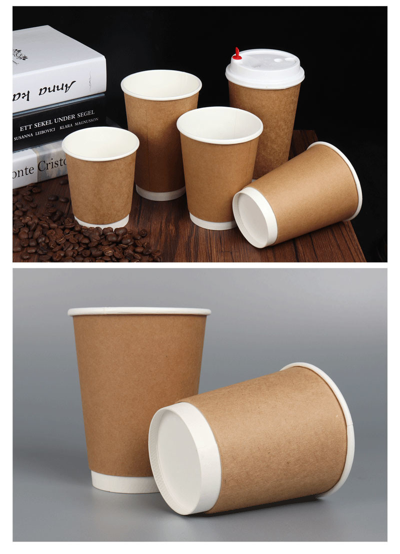 High Quality Degradable 8oz 14oz 16oz Kraft Paper Coffee Cups With Lids