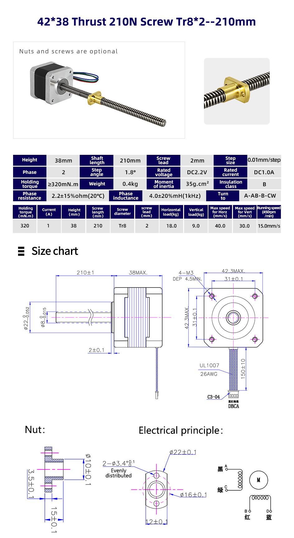 High Temperature Rise Nema 8/11/14/17/23 Micro Lead Screw Linear Actuator Stepper Motor