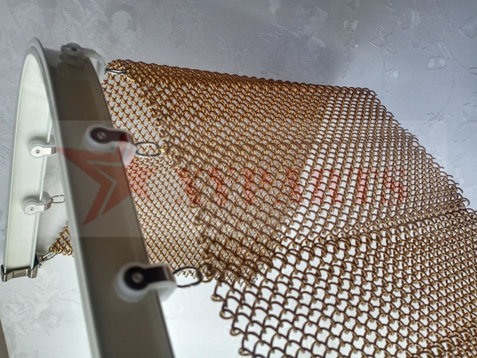 Corrosion Resistant Coil Metal Mesh Curtains Gold Color For Interior Decoration