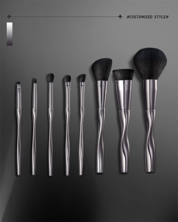 Private Label Black 8pcs Makeup Brush High End Make Up Brush Unbranded Makeup Brush Set With Bag