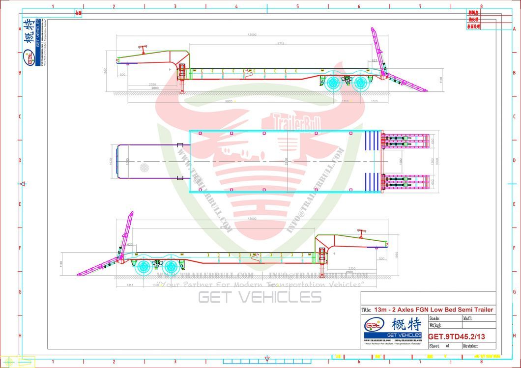 30t Capacity with 2 Axles Fixed Gooseneck Fgn Low Bed Trailer