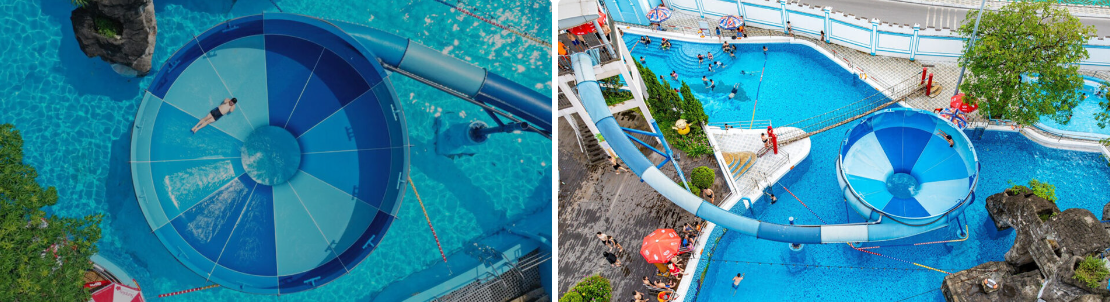 Commercial Space Bowl Slide Glassfiber 304 Stainless Steel Water Play Slide Family Raft Ride