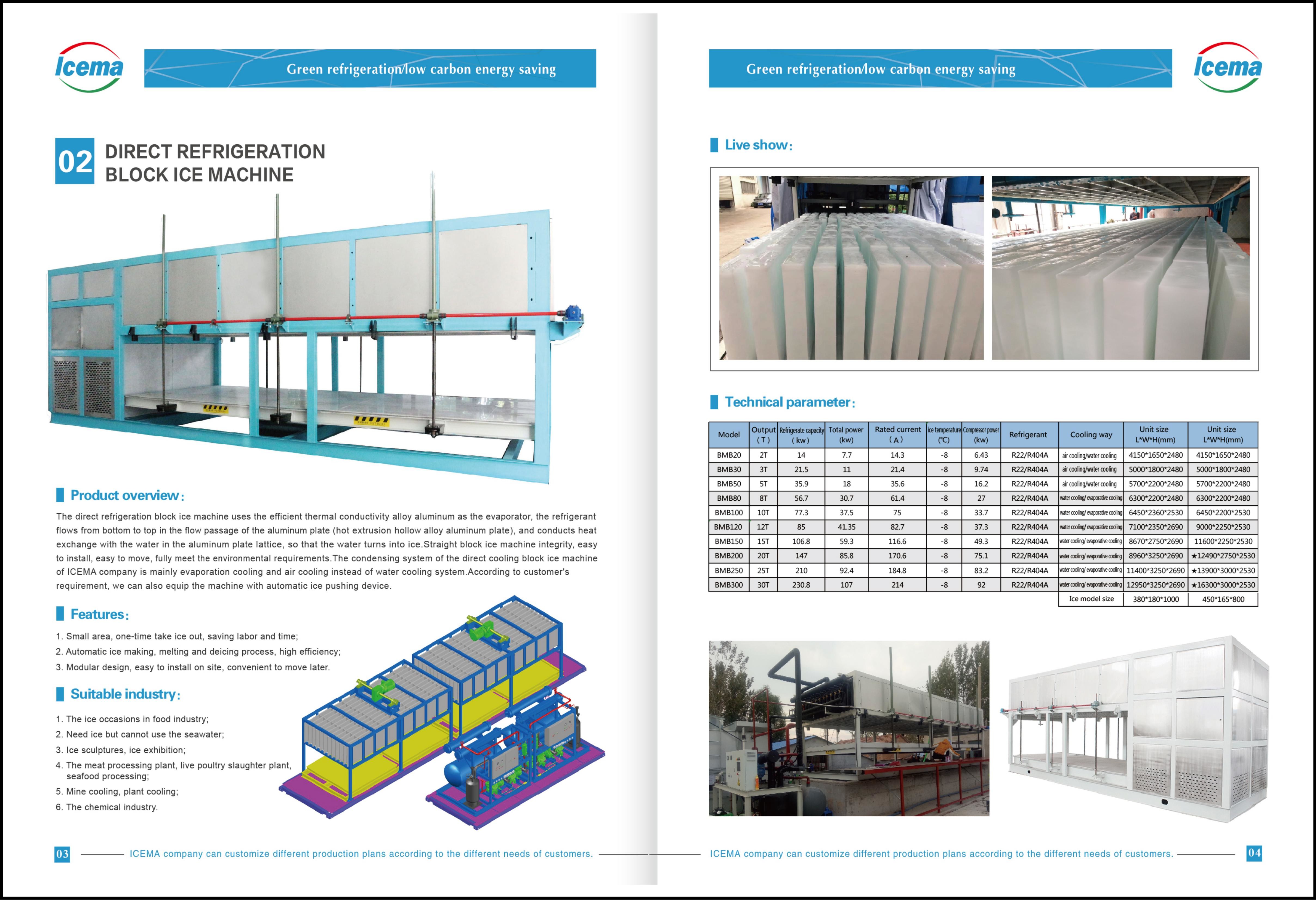 2T Direct Cooling Block Ice Machine Industrial For Sale Farm Factory Industrial Plant