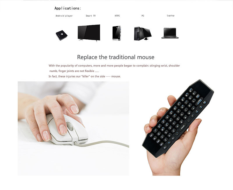 IR Learning Air Mouse Voice Control With Rechargeable Li Ion Battery