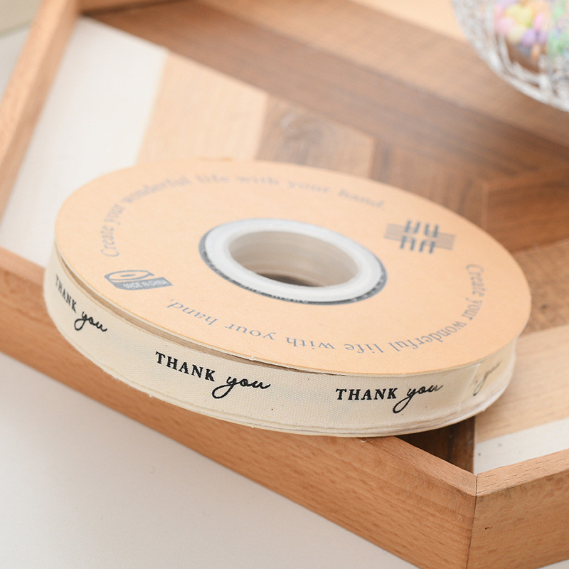 13mm Wholesale Logo Cotton Ribbon Literary Style Flower Packaging Gift Box Decoration Ribbon Cake Bouquet