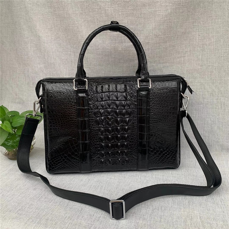 Fancy Genuine Crocodile Leather Businessmen Working Briefcase Laptop Bag Authentic Alligator Skin Male Three-Way Handbag