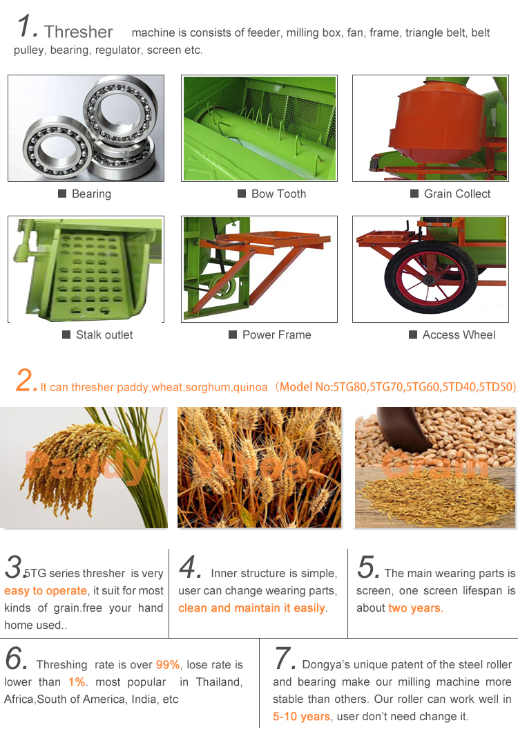 DONGYA 5TG-70 0929 Professional Bean Thresher / Quinoa Thresher / Sorghum Thresher
