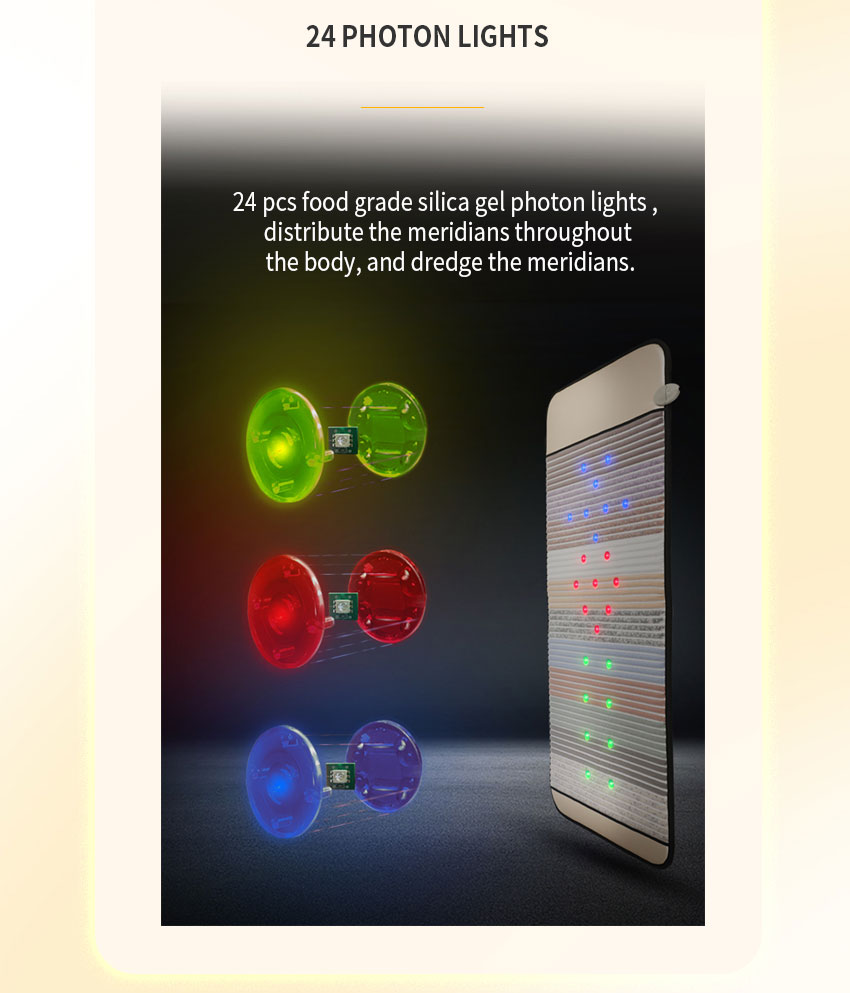 Far Infrared Rainbow Mat for Pain Relief 180*70/190*80 cm and 12-30 Photon Lights