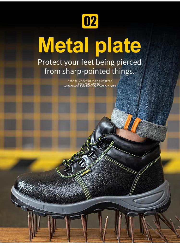 Lightweight Construction Safety Shoes Black Real Leather Boots Unisex
