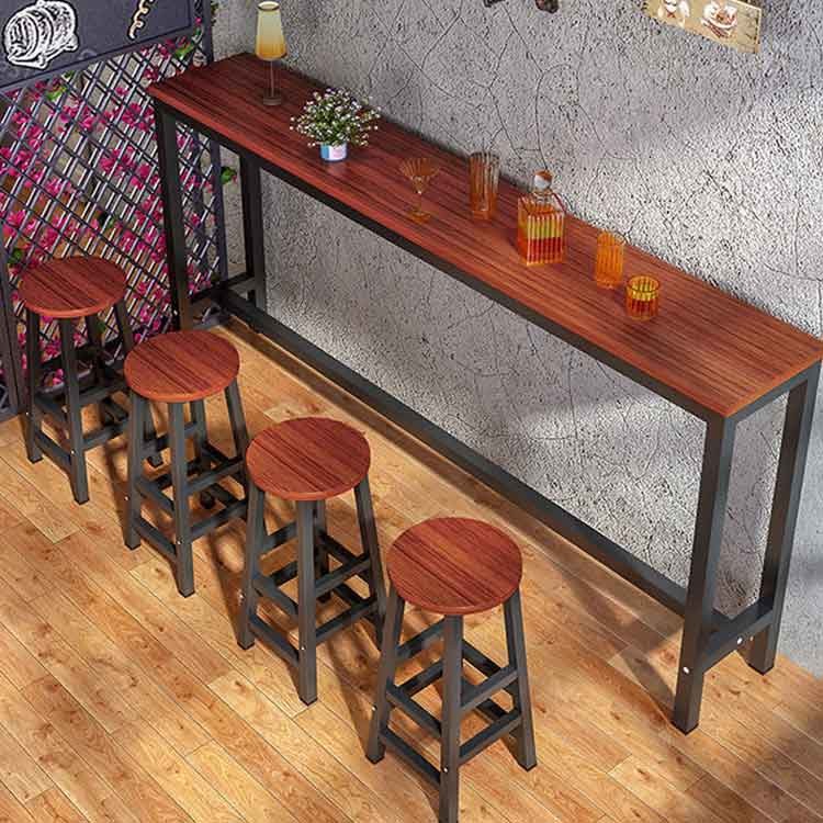 Vintage Brown High Chair Bar Table 1.6m Tall Stool Table For Coffee Shop