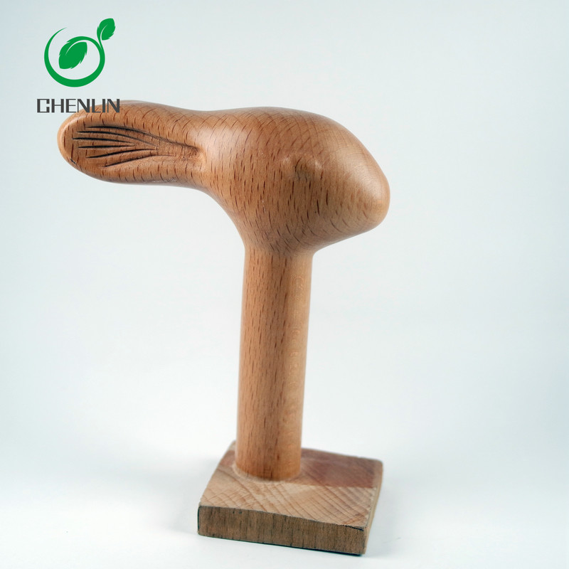 Rabbit Head Wooden Umbrella Handle Harmless Pantone Color Available