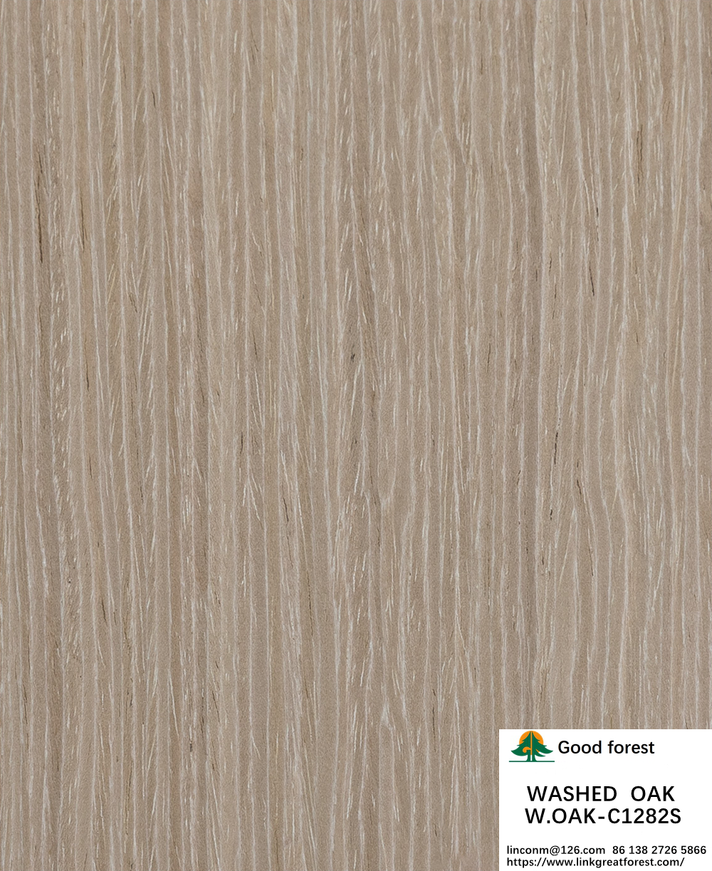 Engineered Wood Veneer Special Washed Oak Sheet Straight Grain 2500-3200mm Fleeced Back For Door Skin