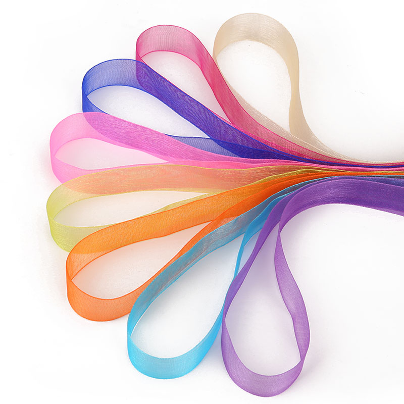 Wired Woven Polyester 2 Inch Sheer Organza Ribbon For Flower Gift Packaging