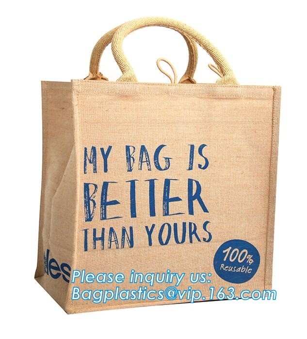 Multifunctional jute bag with low price,Natural Burlap Tote Bags Reusable Jute Bags with Full Gusset,shoulder strap plai