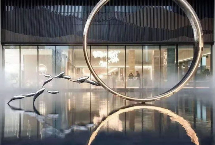 Public Modern Fish Metal Art Sculptures Stainless Steel Decorative Customized