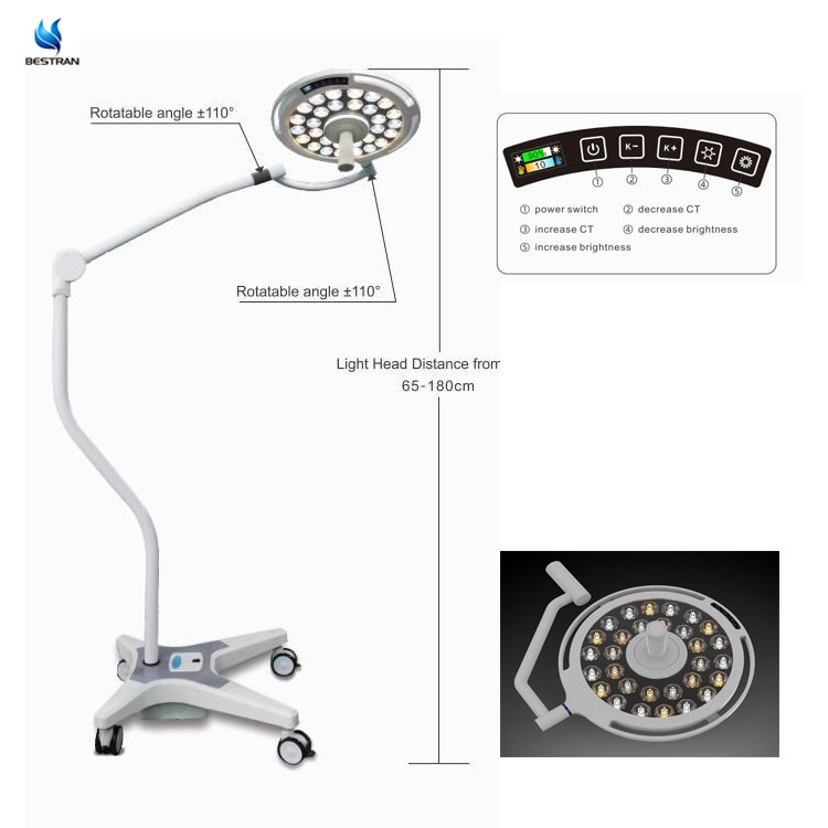 50000hrs Surgical Operating Room Lights Memory Function Floor Mobile Operating Lamp 45VA