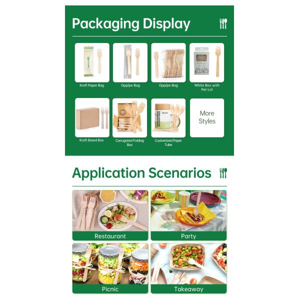 180MM Size Compostable Wooden Forks For Party And Restaurant