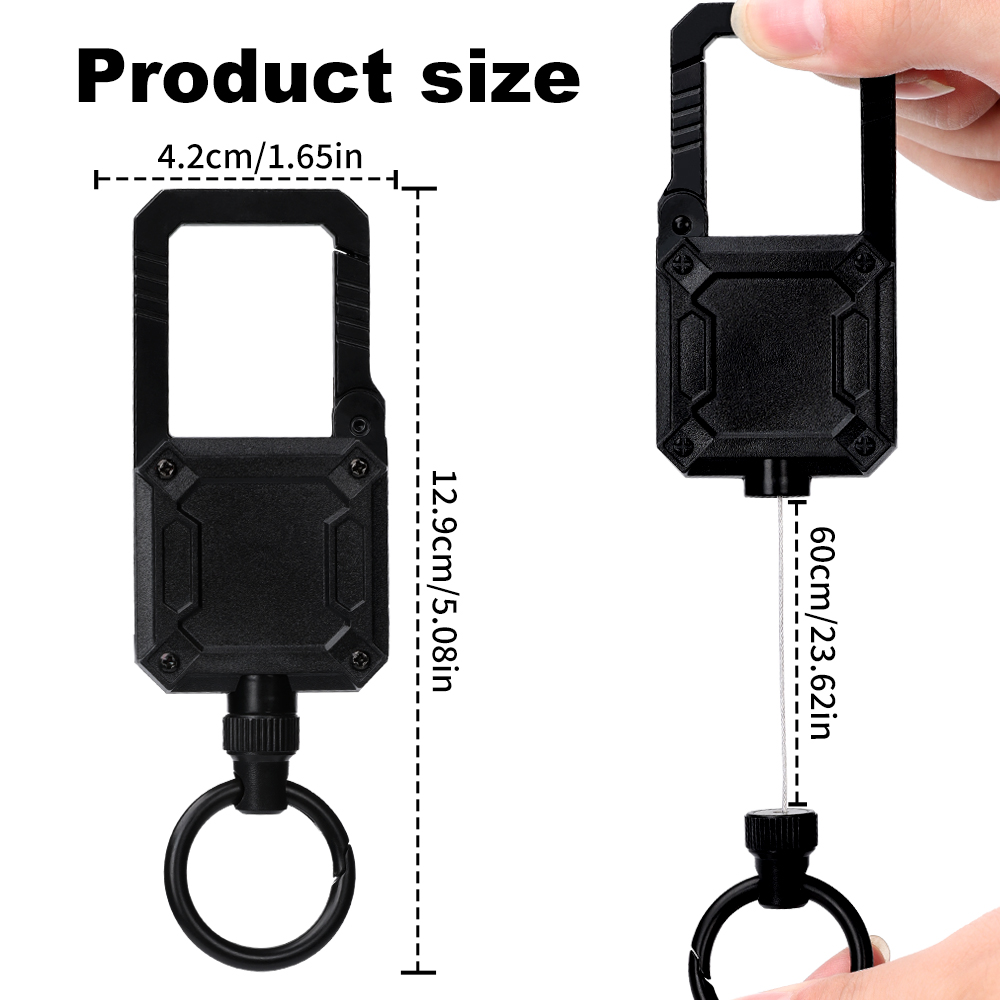 Deyi Badge Reel Heavy Duty Retractable Keychain Carabiner Key Holder Square ID