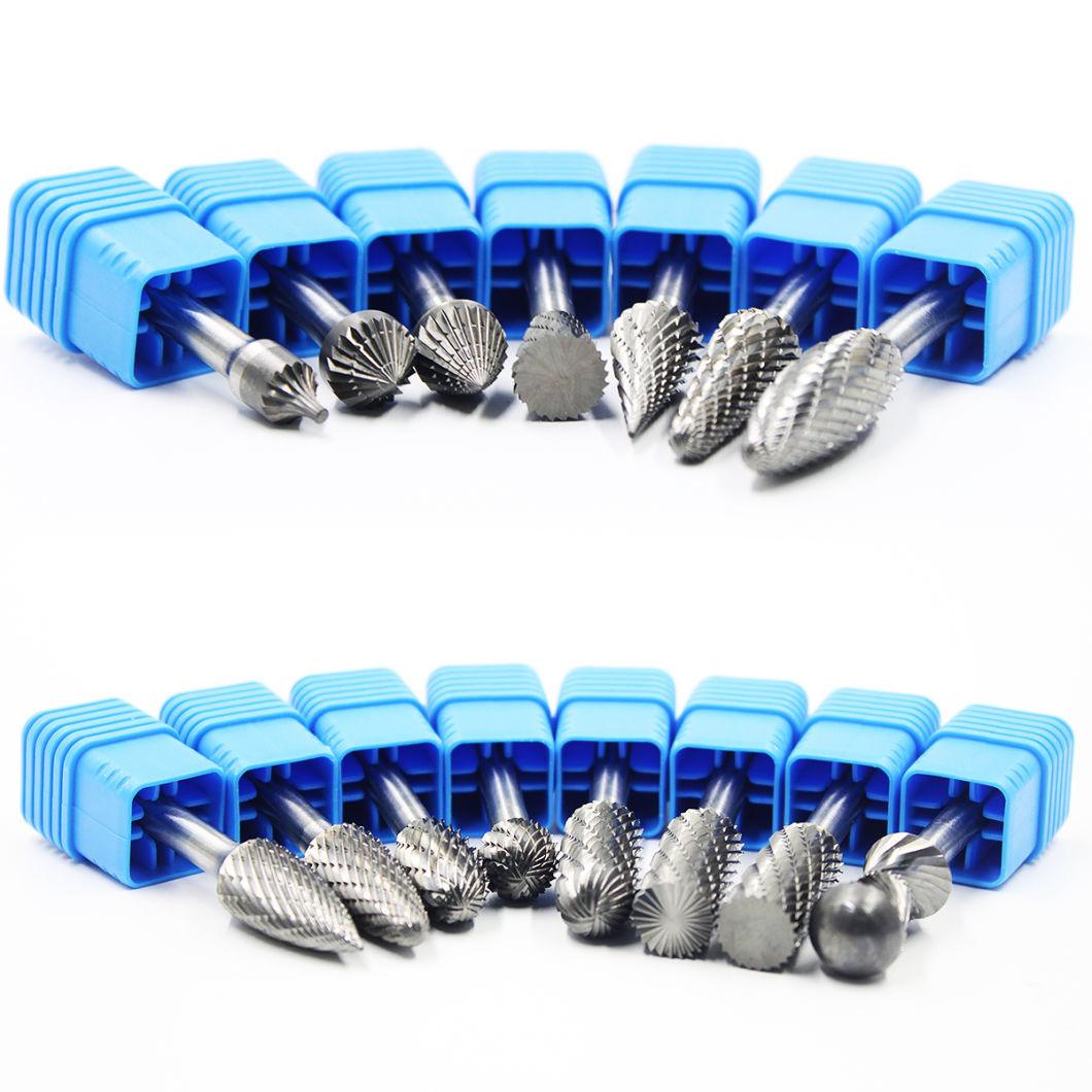 Carbide Rotary Burrs Tungsten Set in Tools Milling Drill Bit for Metal Grinding Long 1/4&quot; Inch 6mm Shank Files Carbide Burr