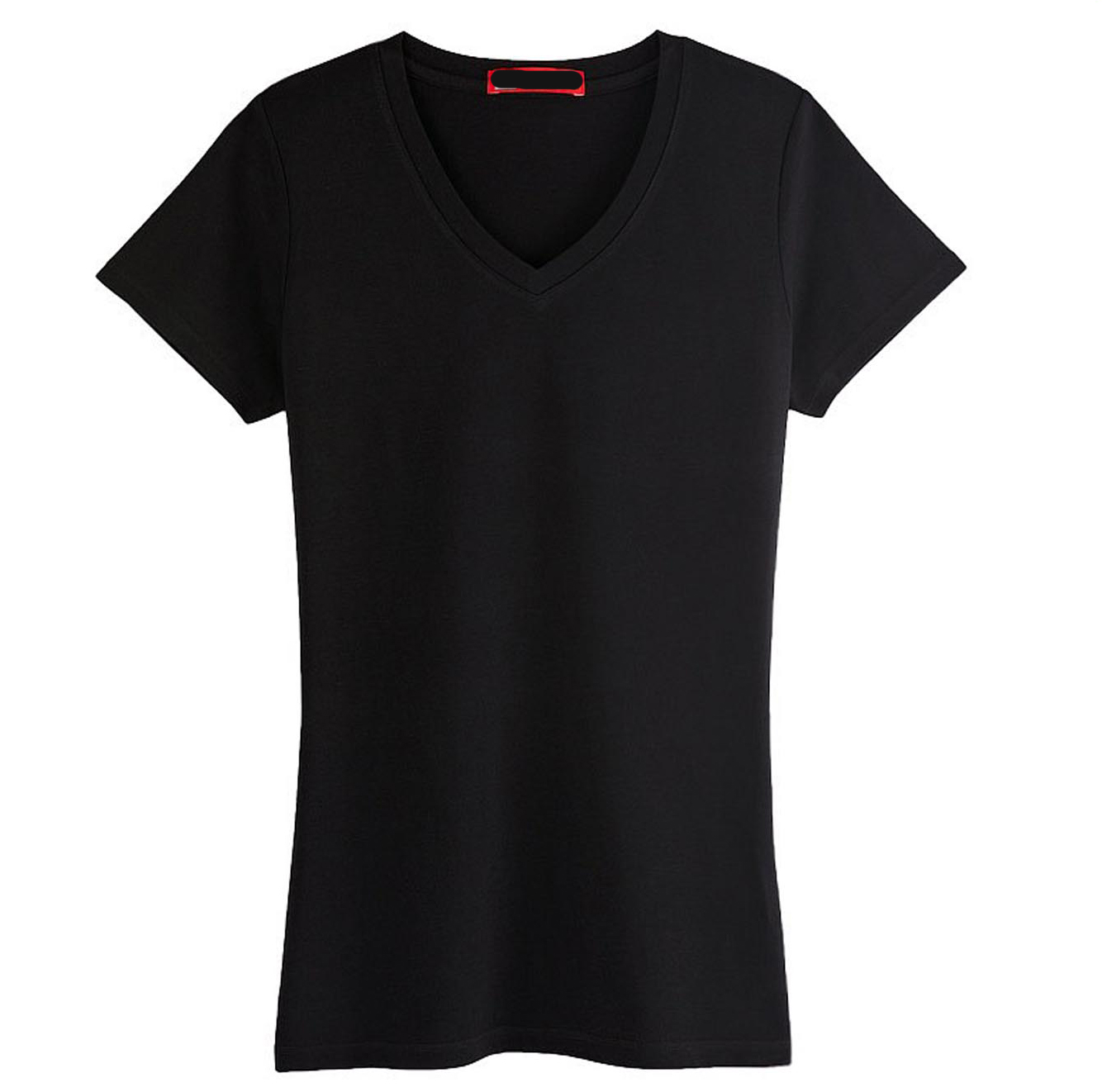Black Slim Fit Women'S Bamboo T Shirt V Neck Fitted XXS-XXXL Size Optional