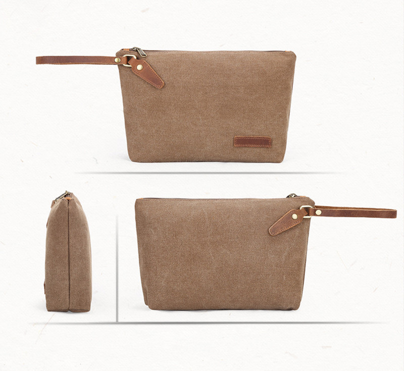 Blank Pure Color Zipper Cotton Canvas Makeup Bag