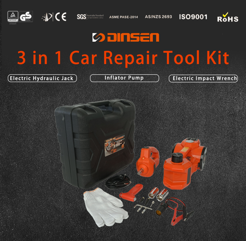 Multifunctional power tools set for car with Electric hydraulic car jack 3 ton with electric wrench air pressure jack