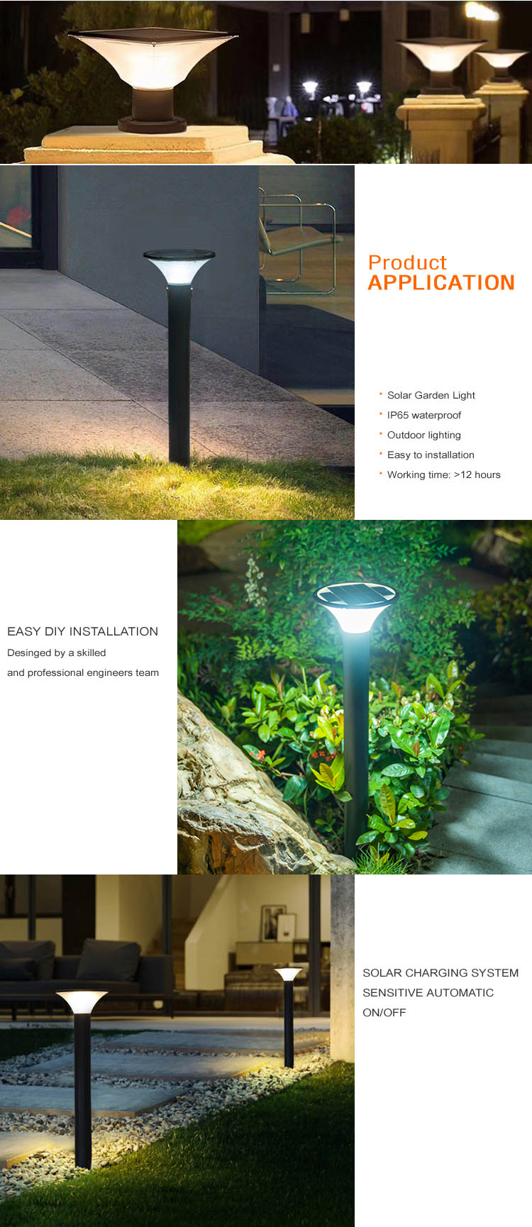 Hot selling IP65 outdoor high brightness 120lm/W led 5W 7W adjustable color temperature solar garden light