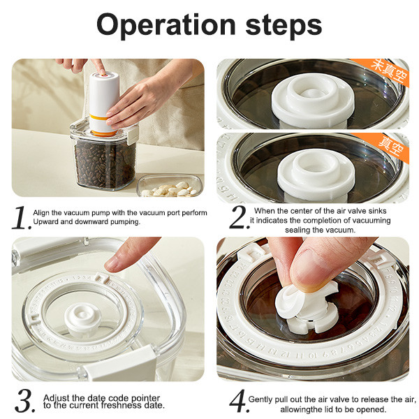 Manual Vacuum Pump Kitchen Food Storage Canisters
