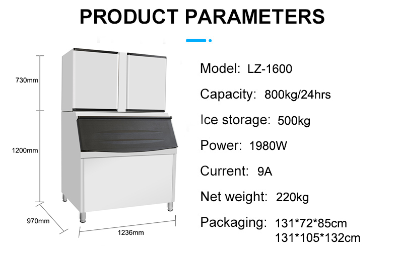 500kg Ice Storage LZ-1600 Granular Ice Maker With Water Cooling Within Your Budget