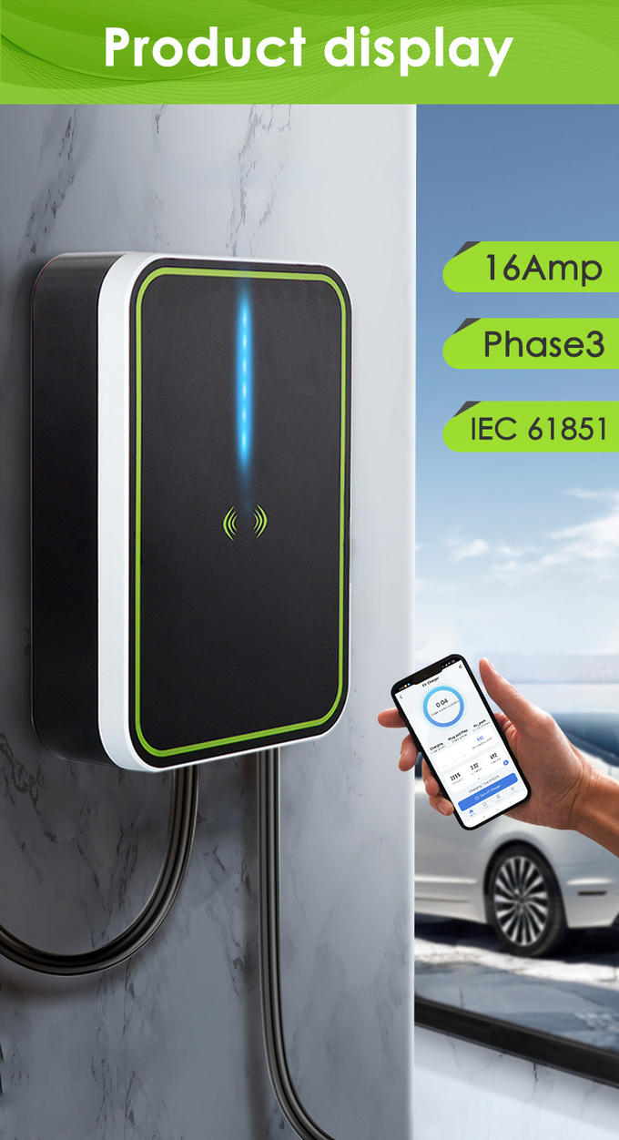 Electric Car Wall Box AC EV Charger 11kw 5m Wire 3phase 380v 16A With APP OEM ODM