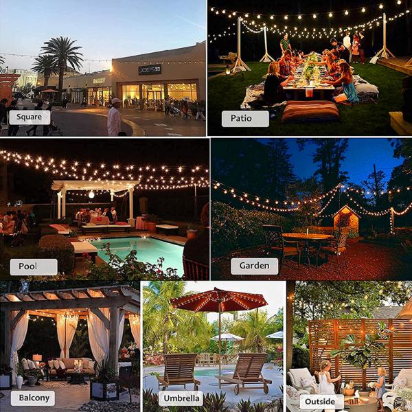 LED Outdoor String Lights With Shatterproof Bulbs Garden Hanging Backyard Lights