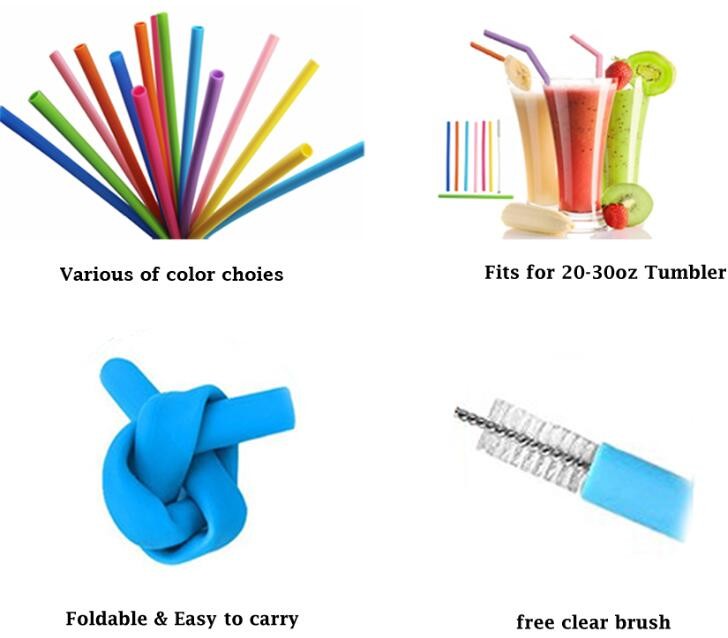 Eco Friendly Collapsible Silicone Drinking Cups With Straw Reusable Biodegradable Straw,Anti-Cutting Mouth Flexible Sili