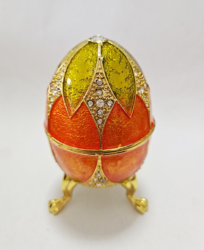 Luxury Faberge Easter Eggs Elegant Enamel jewlery box Crystal Egg Trinket box Jewelry Box Holder Easter Egg Collectible